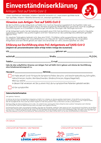 Einverständniserklärung Antigen-Test auf SARS-CoV-2